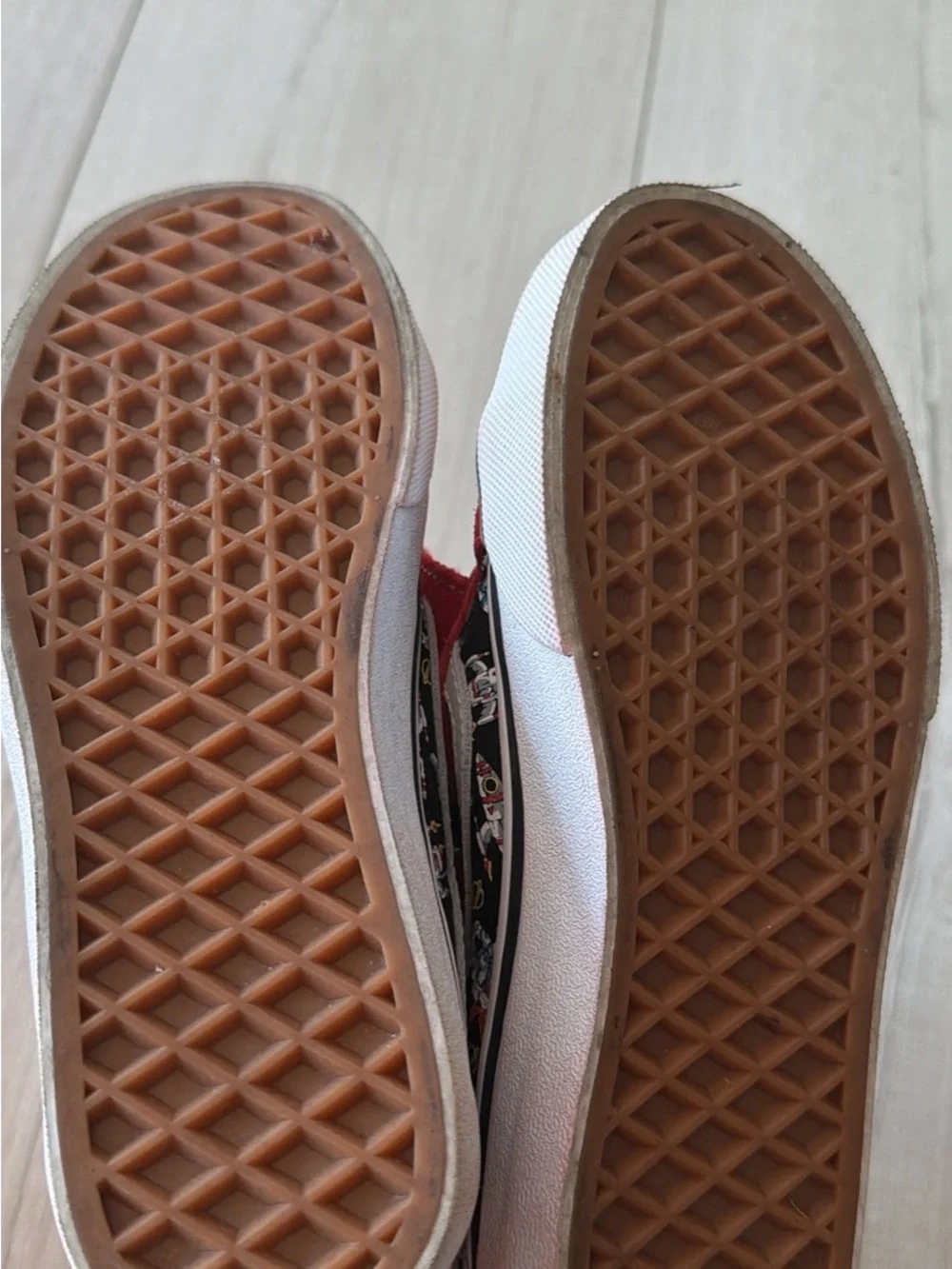 Vans Kids Red Suede & Patterned Canvas Velcro Sneakers 1.5